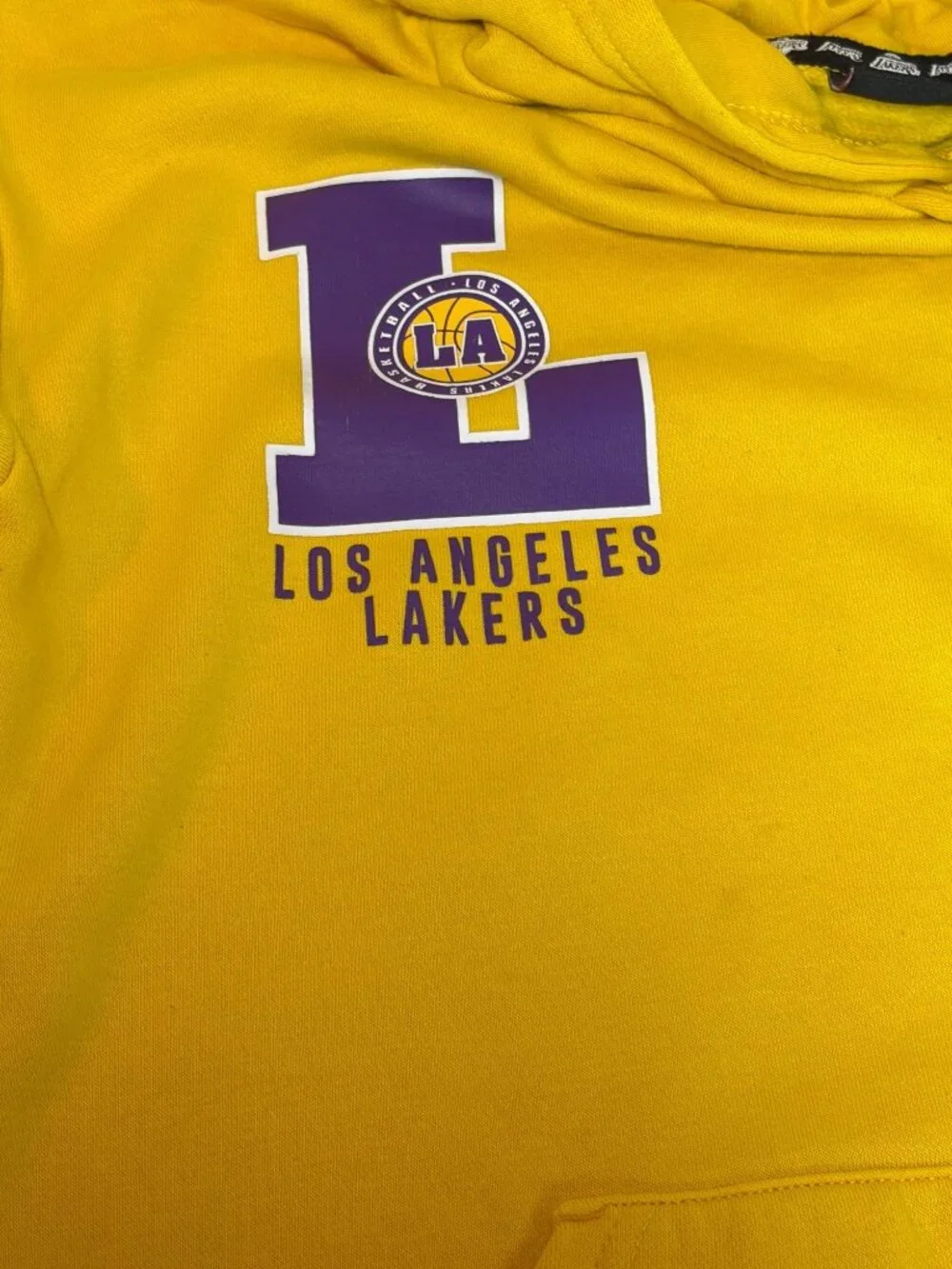 Los Angeles Lakers Yellow Hooded Sweatshirt NBA Logo Western 10-11 years